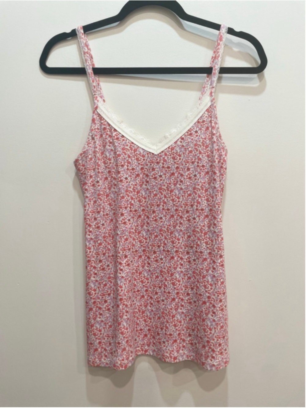 Old Navy Lace Trim Floral Ribbed Cami Tank Top M Y2K Fairy Cottagecore